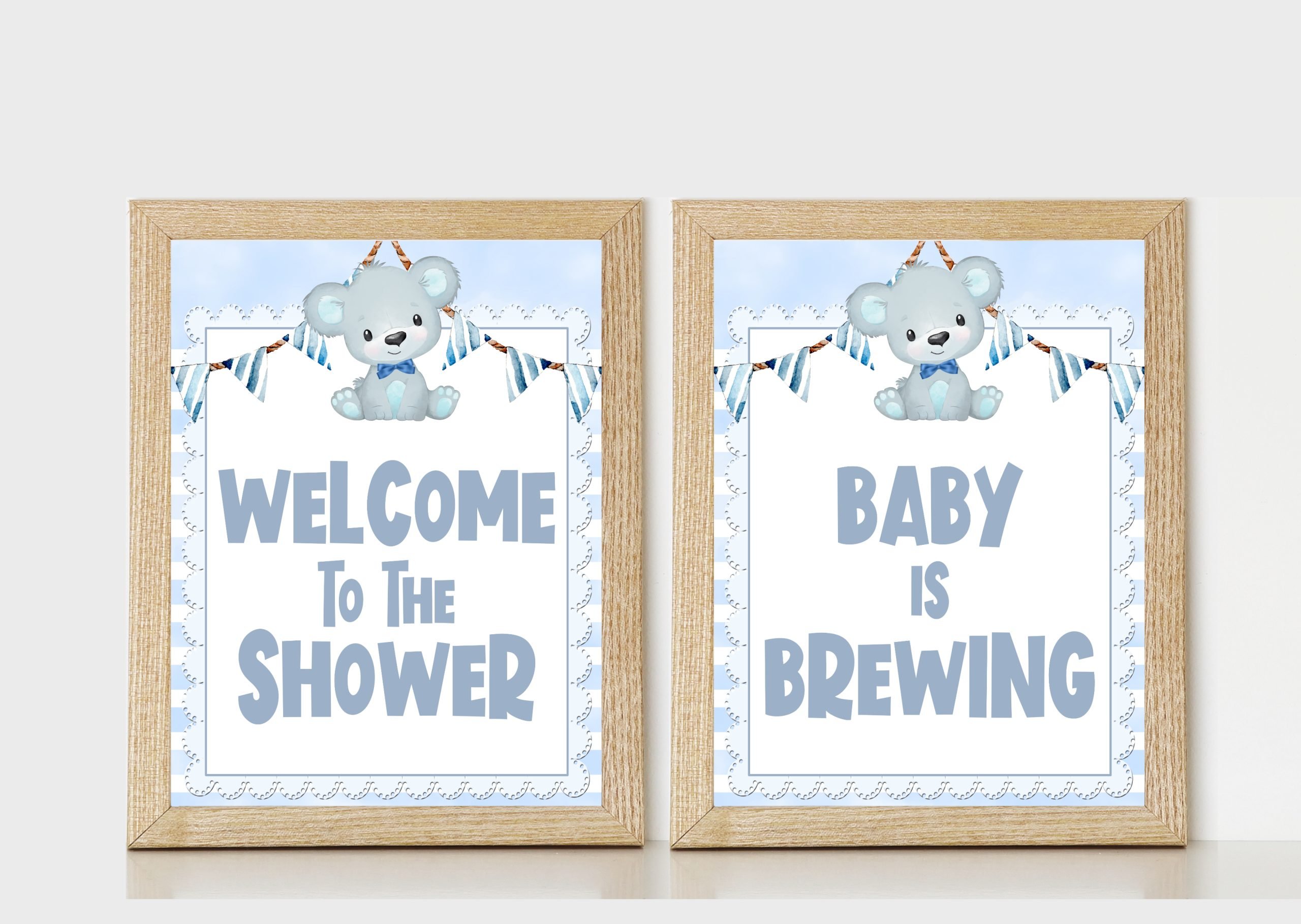 Blue Bear Baby Shower Signs Bundle, Baby Boy Table Decor, PRINTABLE –  Printables Depot